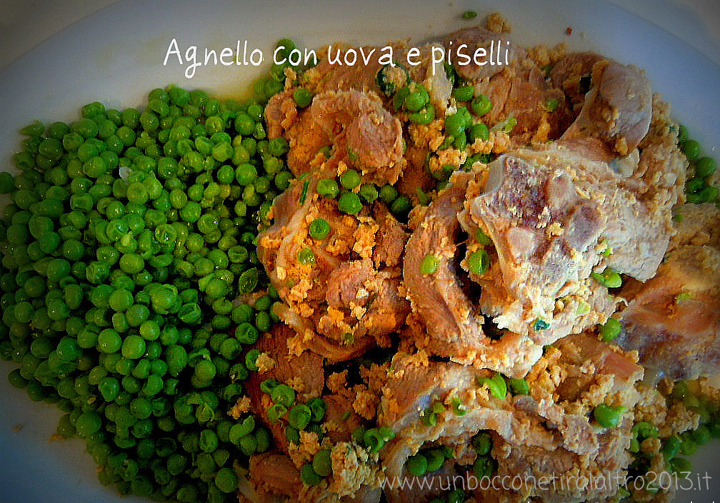 Agnello con uova e piselli